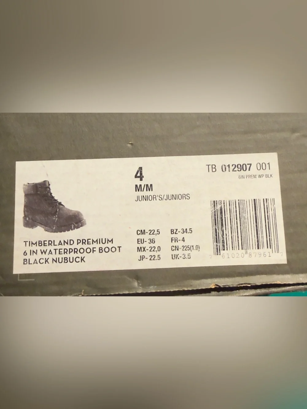TIMBERLAND PREMIUM 6INCH WATERPROOF BOOT JUNIOR 'S NEW Medium Width